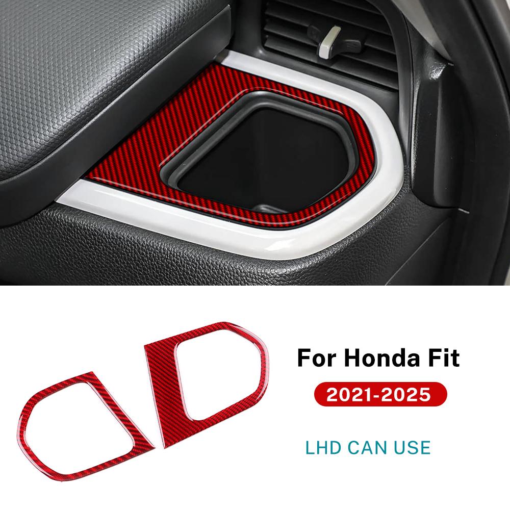 Real Soft Carbon Fiber Sticker For Honda Fit 2021 2022 2023 2024 2025 LHD RHD Car Storage Box Side of Center Console Trim