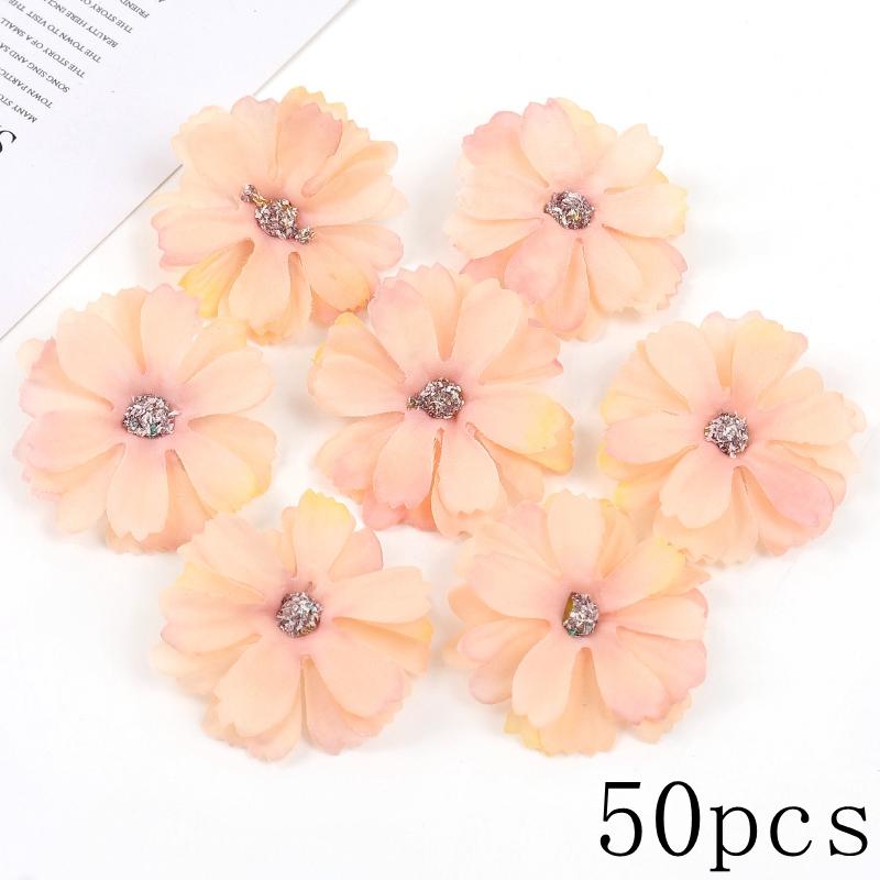 Orange Artificial Flowers Heads Silk Fake Flowers for Home Decor Party Marriage Wedding Decoration DIY Wreath Gifts Accessories