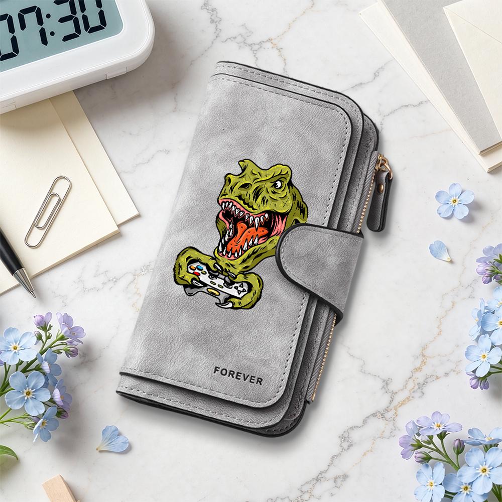 Dinosaur Print Wallet Multi Card Holder Fashion Casual Purse for Daily Use