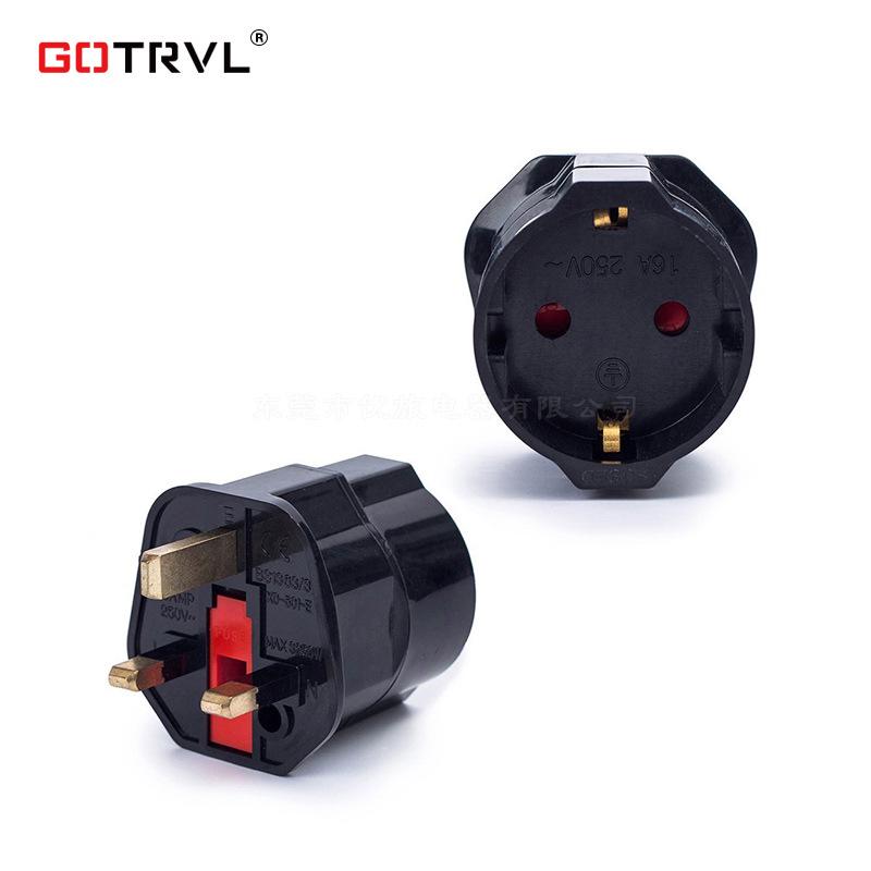 European To UK Plug Adapter 1310: Grounded Plug with Fuse for EU To British Conversion
