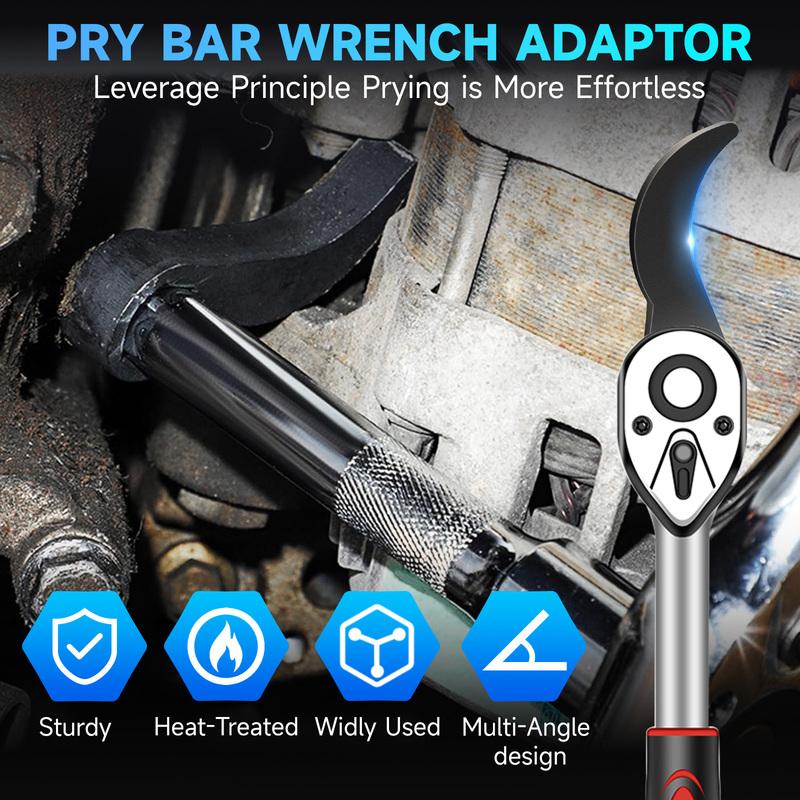 Car Angle Type Half Axle Disassembly Tool 1/2 Inch Drive L Shape Pry Bar Adapter Head For Auto Repair 2Pcs Black Crowbar Wrench