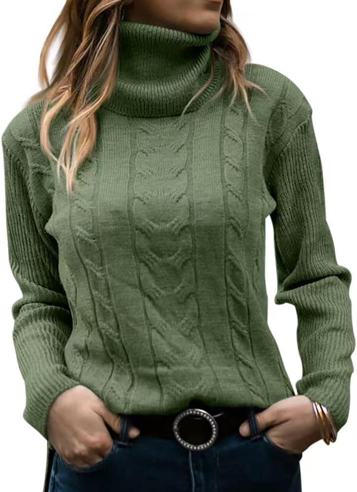 2026 Autumn/Winter Retro High Neck Solid Color Knit Sweater for Women