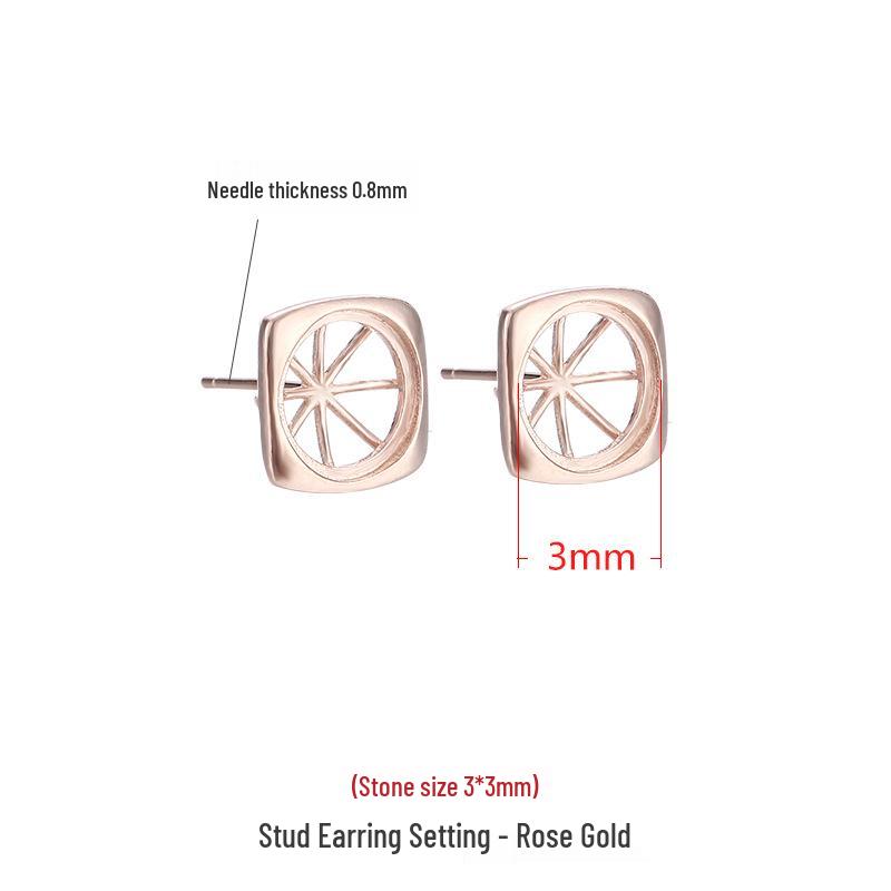 

925 Sterling Silver Ear Studs & Drops with Amber and Turquoise Inlays for Men and Women - Available in 6x6mm, 8x8mm, 10x10mm 925 Silver