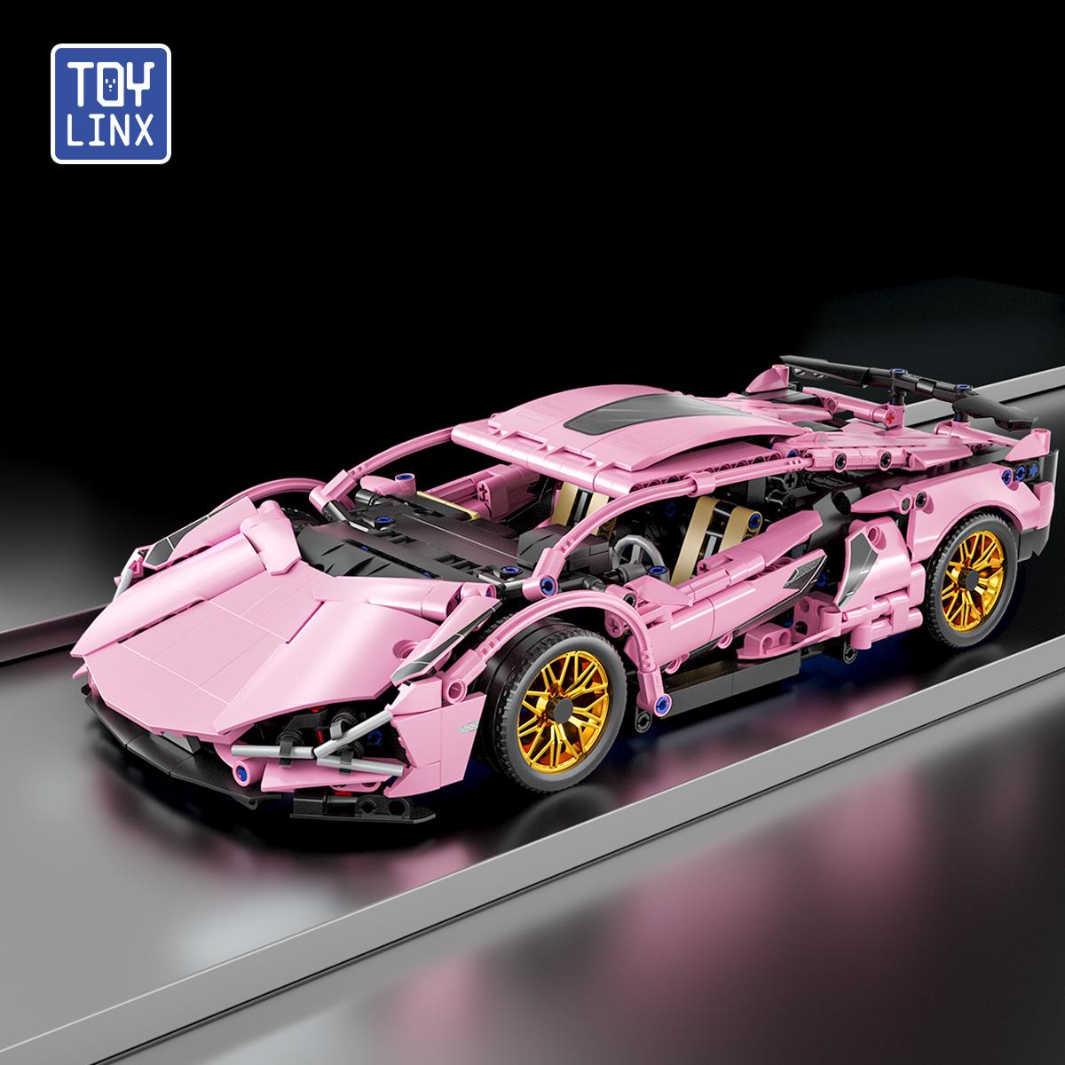 

TOYLINX Super Pink Technical Speeding Vehicle Building Blocks Car Racing Bricks Toys Birthday Christmas Gifts for Children Kids