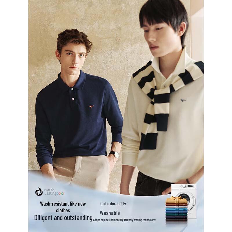 SEPTWOLVES Men's Cotton Blend Long Sleeve Polo Shirt