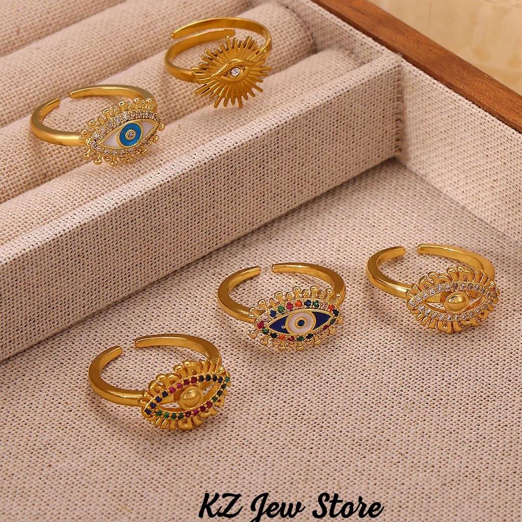 Colorful Non-Fading Eyes Punk Rings For Women Men Fashion Devil's Eye Zirconia Ring Personalized Gold Color Anillos Party Gift