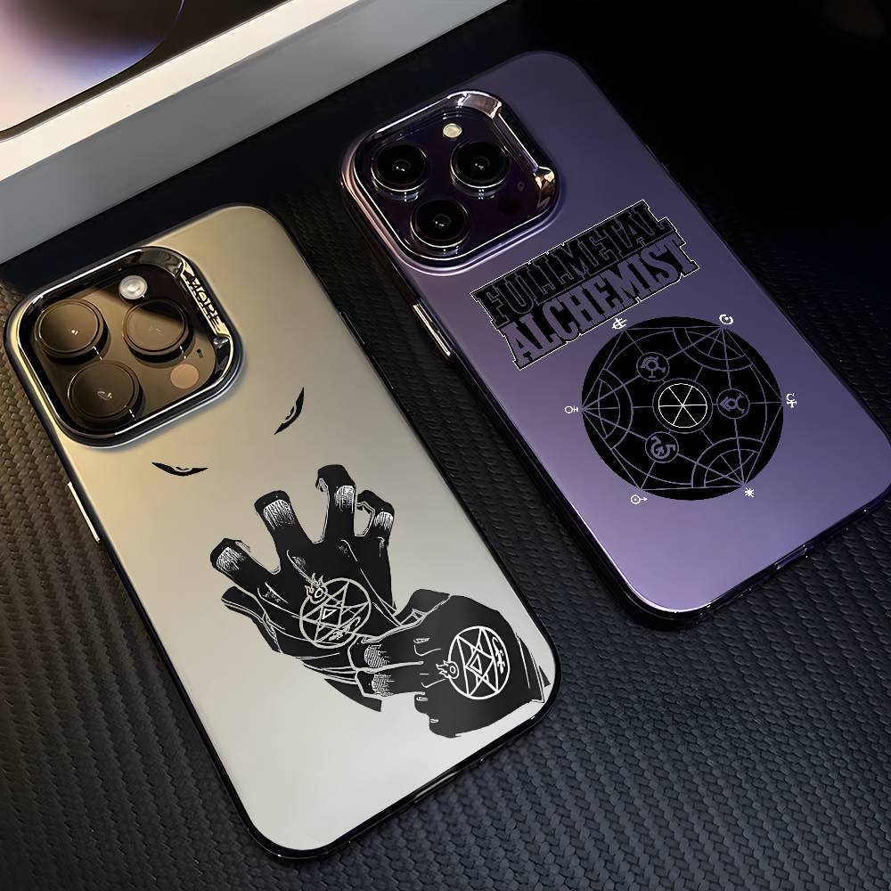 Anime F-Fullmetal Alchemist Phone Case For iPhone 17 16 15 14 13 12 11 Pro Max Air Multicolor Matte Laser Metallic Aurora Funda
