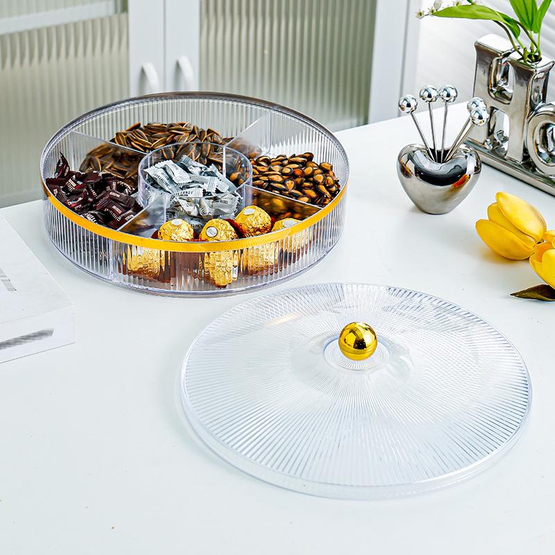 Elegant Multi-Compartment Snack Tray: Dried Fruit, Candy, and More for Living Room or Guest Reception.