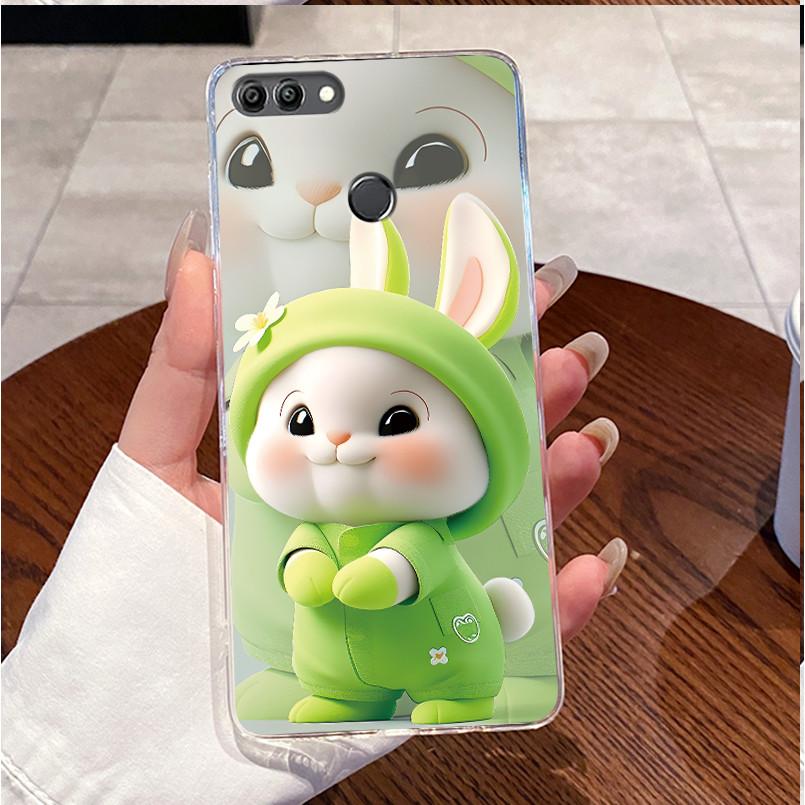 Case For Huawei Y92018 FLA-LX1 Y9 2018 Casing Clear Luxury Cute Love Heart Rabbit Funny TPU Soft Silicone Phone Case Back Cover