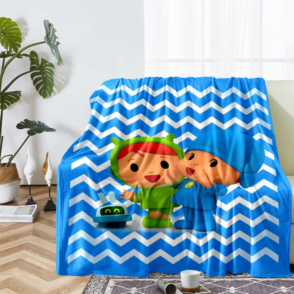 Pocoyo Theme Printed Blanket - Perfect for Couch, Bed, Travel & Outdoor Use | Machine Washable, Cozy & Durable.