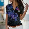 2025 Summer New Fashion Women's Animal Printed Short Sleeve V-neck Casual Button-down Shirt Top