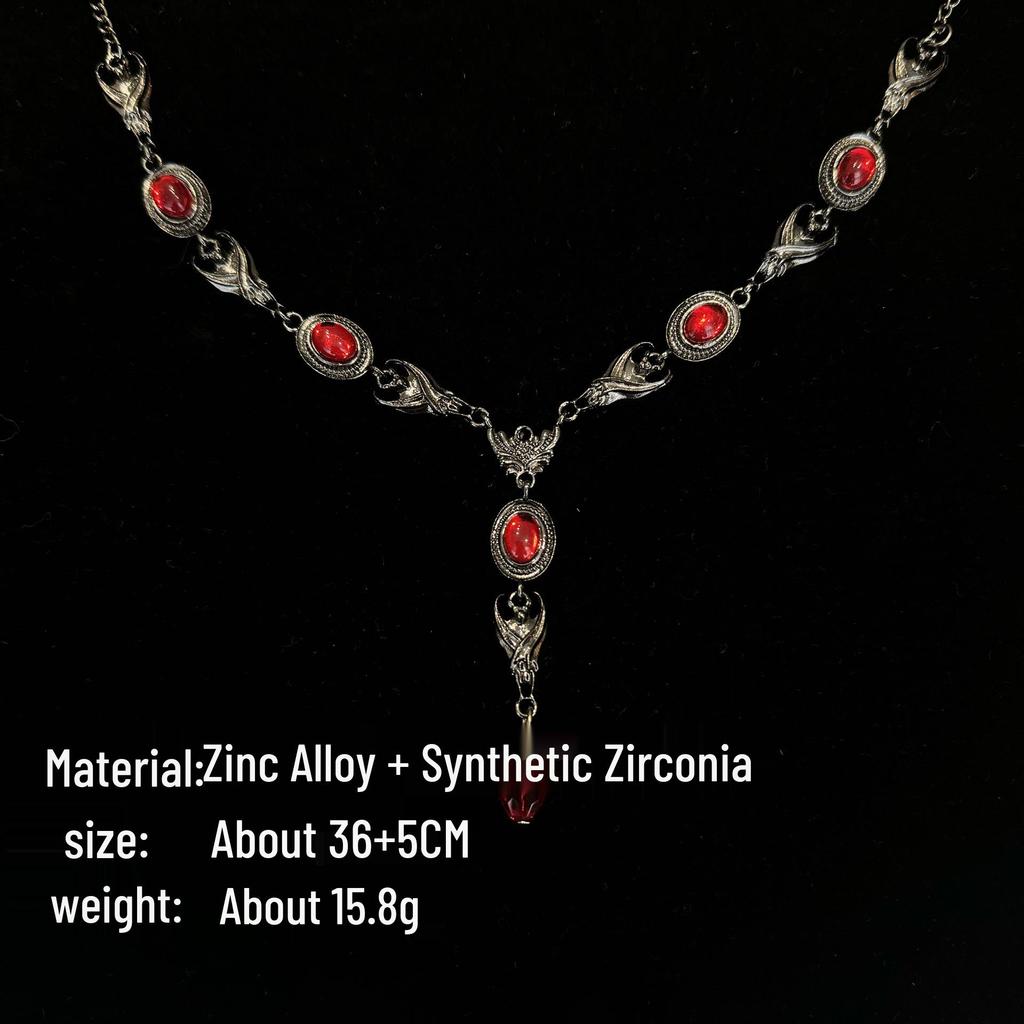 Gothic Blood Drop Pendant & Earring Set: Halloween Black & Red Color-Block Design