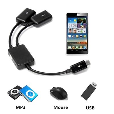 Dvigubas Micro USB OTG stebulės pagrindinio adapterio laidas planšetiniam kompiuteriui ir išmaniajam telefonui