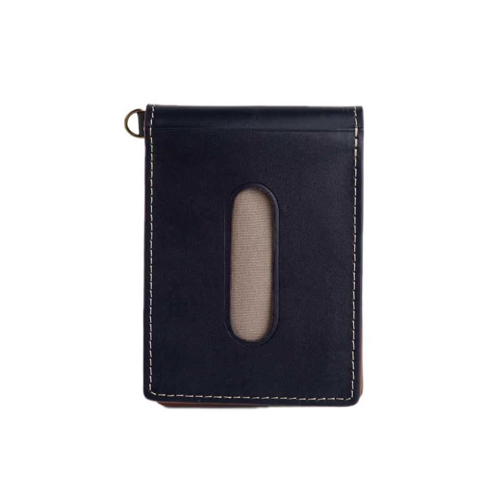 E-mono Pass Case for Men and Women, Genuine Leather, Three-Sided, Bifold, Pass Case (Orange)