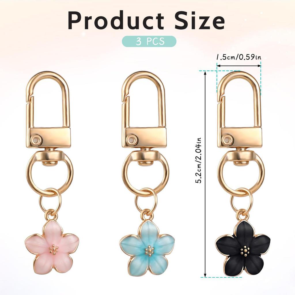 5 Pcs Creative Cherry Blossom Keychain Colorful Flower Bag Pendant Small Gift Decoration Couple Family Keychain Pendant