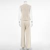 Women's Cotton and Hemp Fabric Set Commuting 2-piece Set V-neck Vest+Loose Wide Leg Pants New Fashion Spring Summer