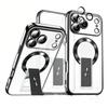 KEYSION Magnetic Transparent Plating Case for MagSafe for iPhone 11 12 13 14 15 16 17 Pro Max Air 16 Plus Upright Kickstand Shockproof Phone Cover