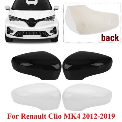 Left Right Rearview Mirror Cover Cap For Renault Clio 4 Mk4 / Zoe / Captur 2012- Glossy Black/White Door Wing Mirror Case