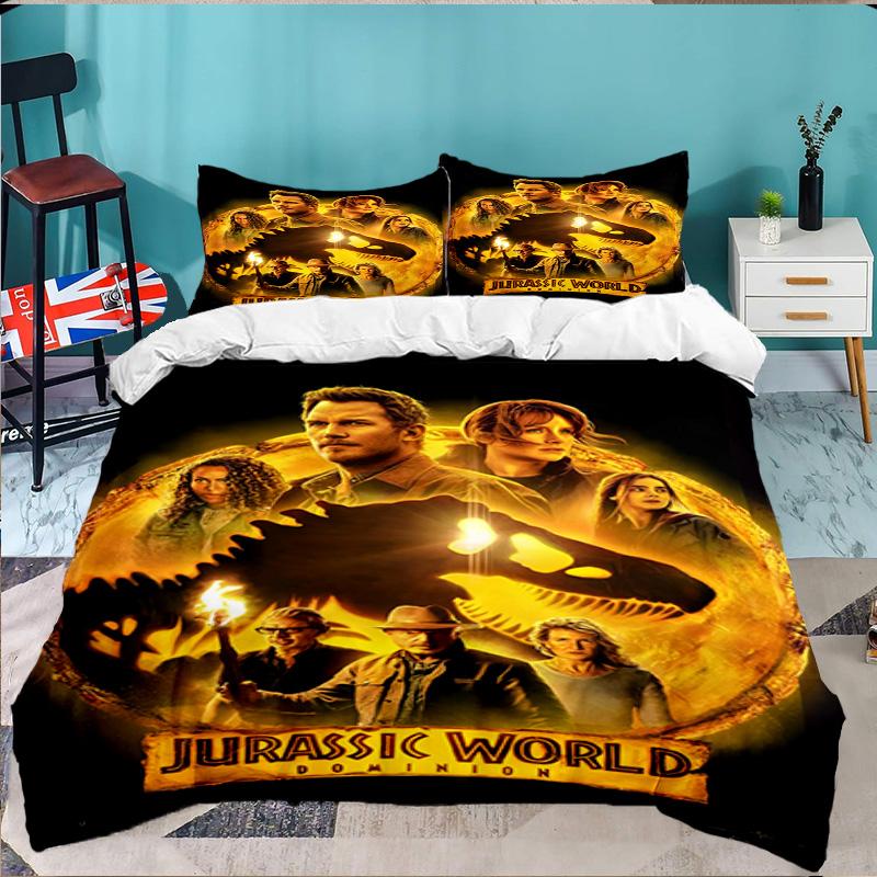 Jura-ssic Dinosaurs Battle 3PCS Bedding set,Ideal for 1pc Duvet Cover And 2pcs Pillowcases Perfect for Fan gift,Ideal for Bedroom, Dormitory