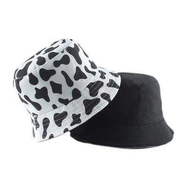 Cappello da pescatore estivo reversibile con stampa mucca bianca nera reversibile alla moda per donna e uomo