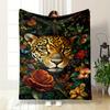 Jungle Jaguar Floral Art for all seasons blanket lunch break throw gift