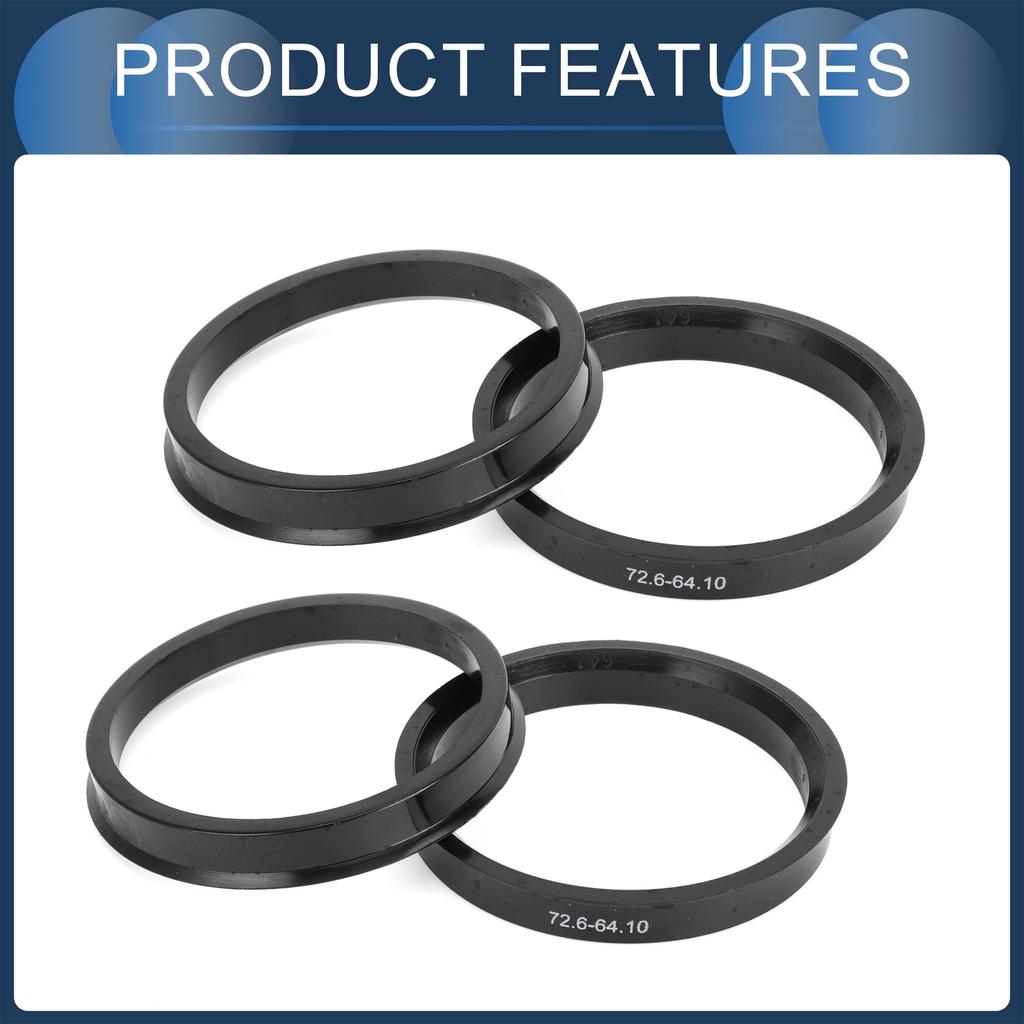 INFINAUTO Hub Centric Ring 64.1mm ID 72.6mm OD Car Wheel Hub Ring ABS Plastic Black 4pcs