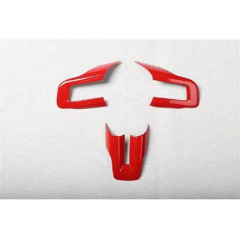 For Ford Mustang 2015+ Red Interior Steering Wheel Cover Trim Bezels Accessories