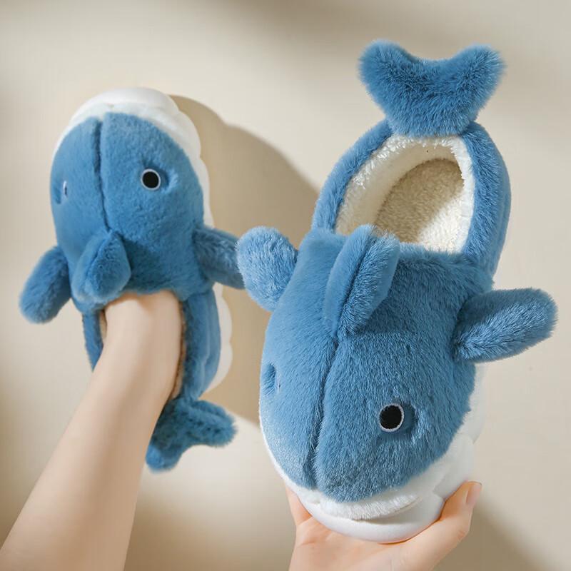 

Kenu Cartoon Whale Fluffy Cotton Slippers