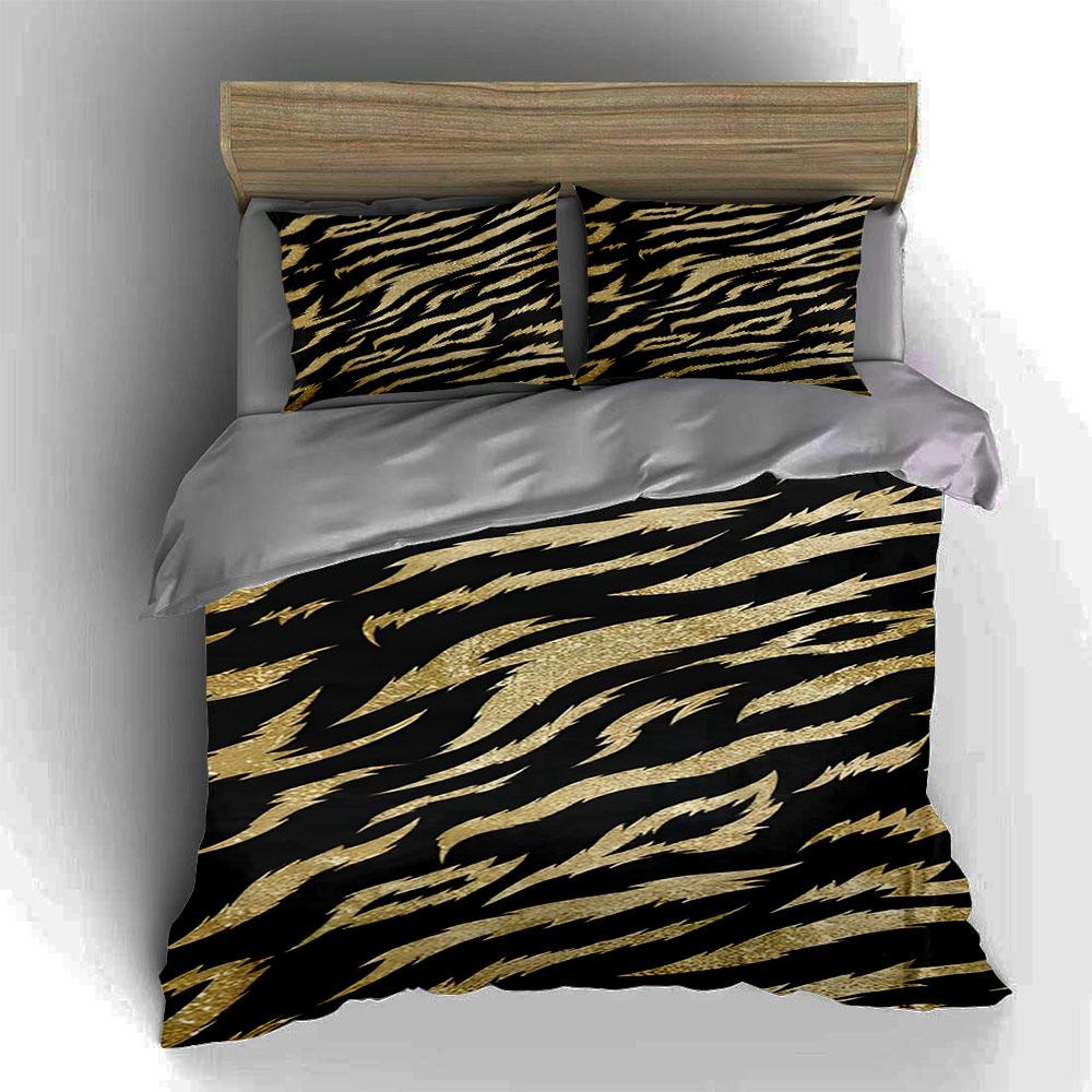 Golden Tiger Stripes Bedding Duvet Cover Sets Duvet Covers Pillowcases Gifts (1 * Duvet Cover 2 * Pillowcases, Without Duvet Insert)