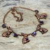 African amethyst rough gemstone necklace electroformed copper adjustable chain necklace rabbit necklace handmade copper jewelry gift for her