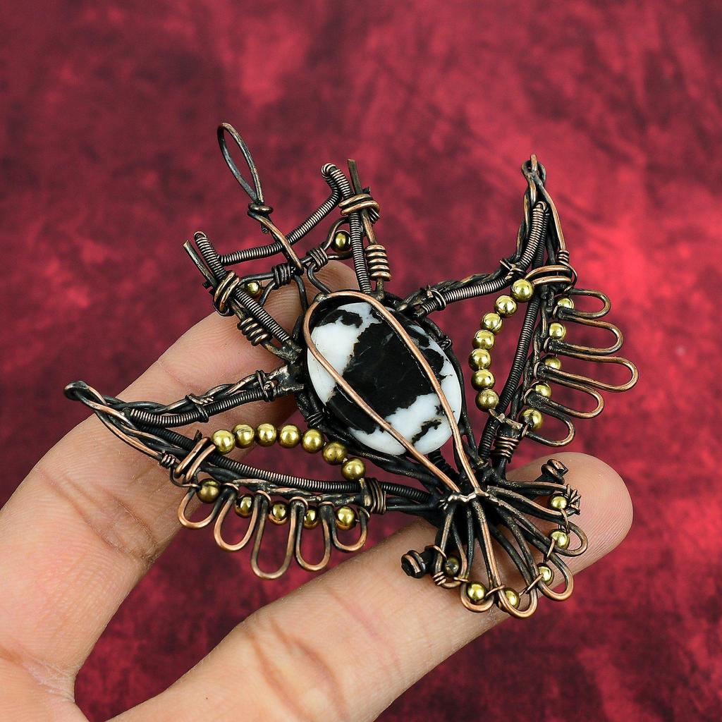 White Buffalo Turquoise Pendant Copper Wire Wrapped Pendant Copper Jewelry Handmade Real Gemstone Pendant Engagement Gift Owl Design Jewelry