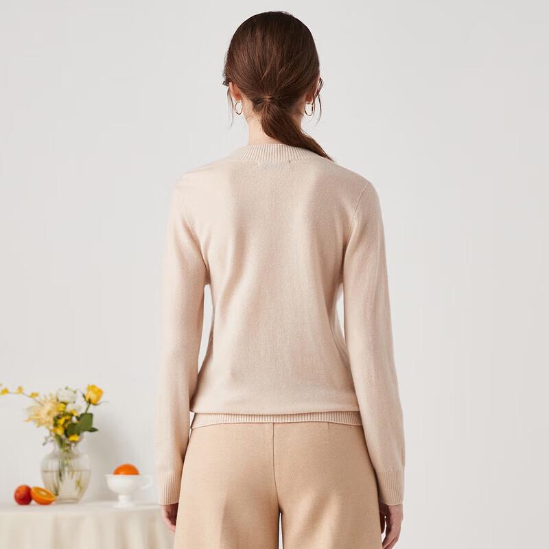 Zhaojun Women's Pure Cashmere Half-High Collar Ink Print Sweater