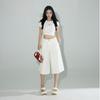 Fashion Summer Four Color Vintage High Waist Loose Wide Leg Straight Slimming Cropped Capri Denim Pants For Women Trendy Versatile AllMatch Design