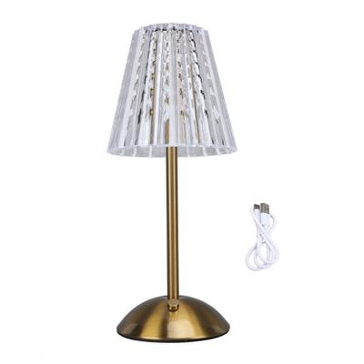 LED Cordless Crystal Table Lamp Stepless Dimmable 3 Color Temperature Touch Control USB