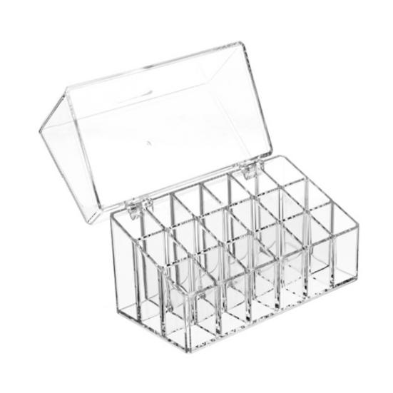 Transparent Lipstick Storage Box Organizer with 18 Compartments Large Capacity Dustproof Lipstick Nail Polish Container
