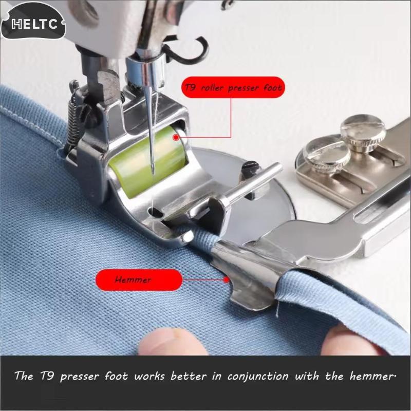 T9 Roller Presser Foot For Flatbed Sewing Machine Made Of High Quality Stainless Steel And Rubber Adjustable Width 0-13.5mm Suit