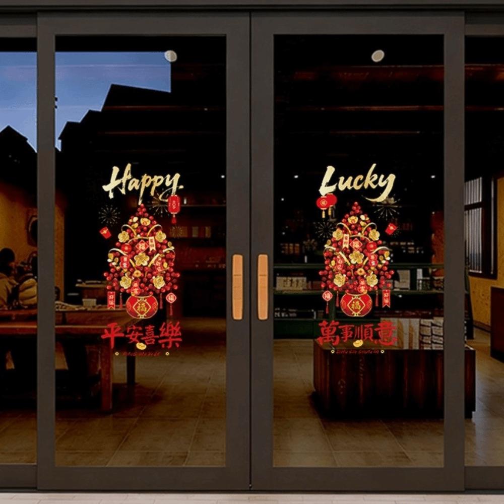 2026 Pferd Neujahrsaufkleber Antistatisch Rot Neujahrsbänder Girlanden Frühlingsfest Glasaufkleber Festliche Neujahrsvorräte