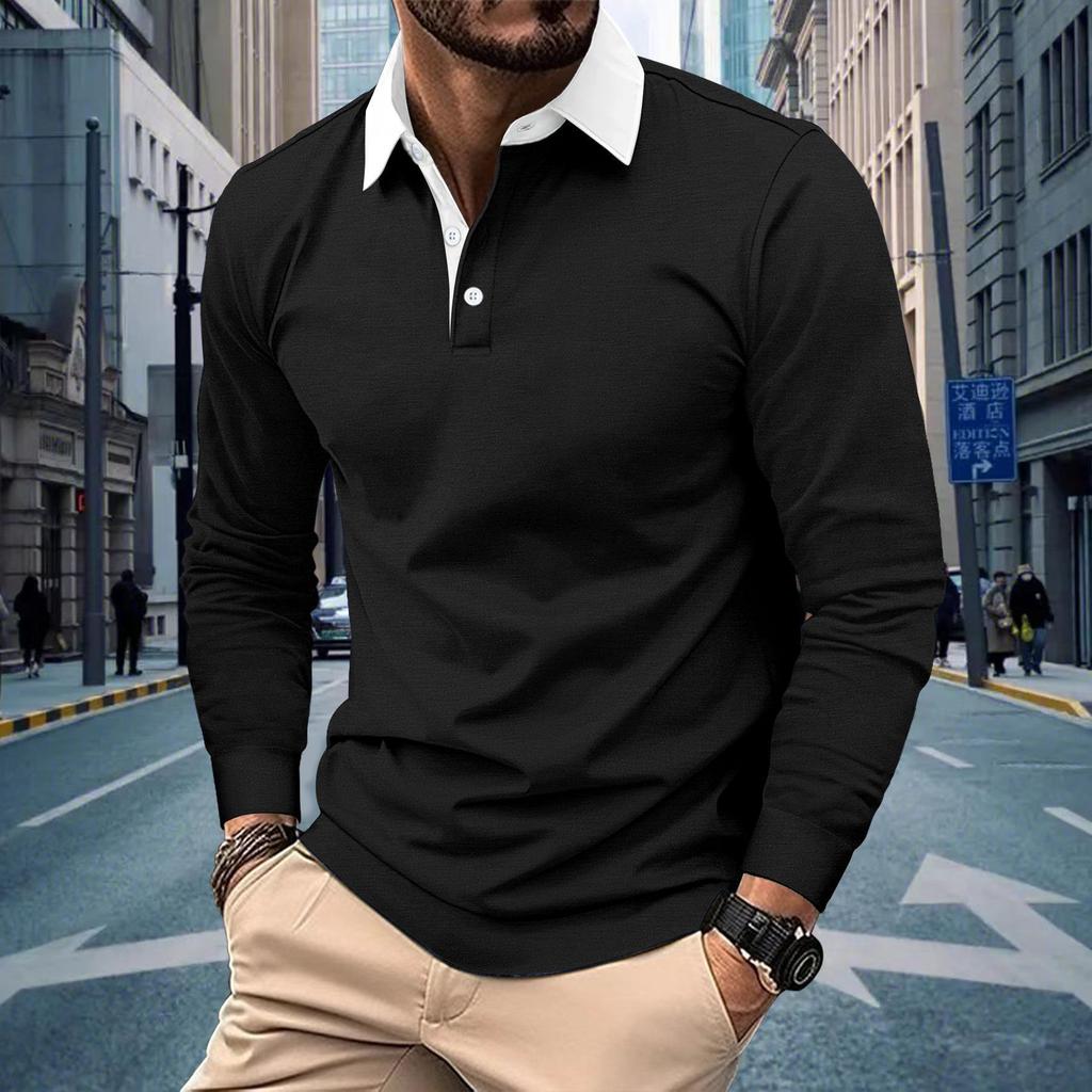 New Autumn Men's Casual Polo Shirt Stylish Long-Sleeved Collared Men's Top