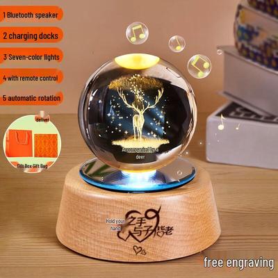 Enchanted Dandelion & Deer Crystal Ball Bluetooth Speaker CN Plug (adapter Included)
