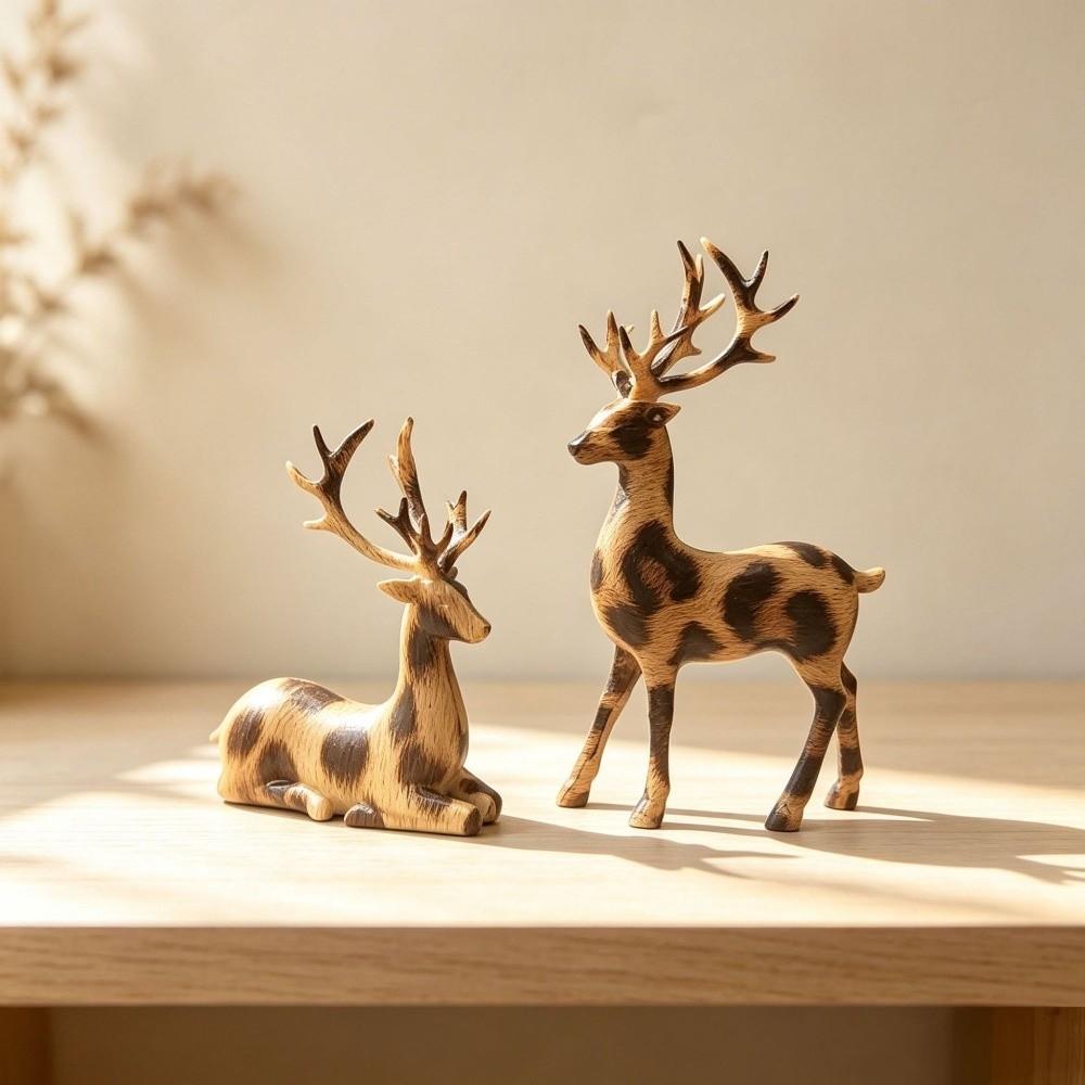 1 Pair Realistic Christmas Deer Figurine Vintage Small Deer Ornament  Christmas Party