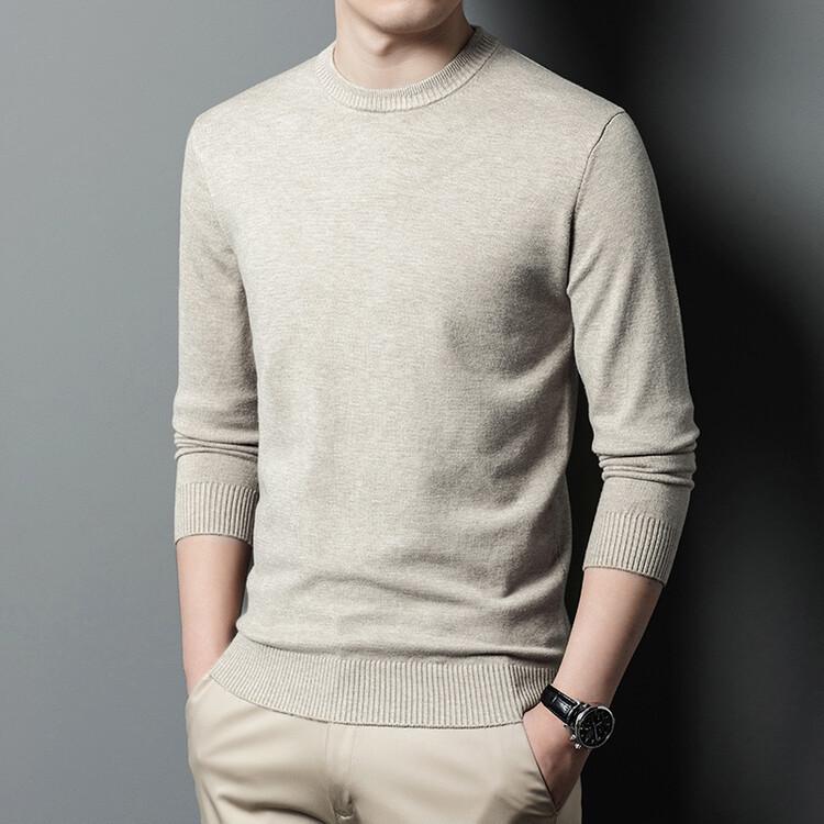 

Men s 25-Year Anniversary Autumn Long Sleeve Knitted Sweater - Round Neck, Solid Color, Casual Versatile Knitwear XL