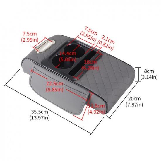 Car Armrest Pad Cover Auto Center Console Box With 2 Cup Holder Car Accessories