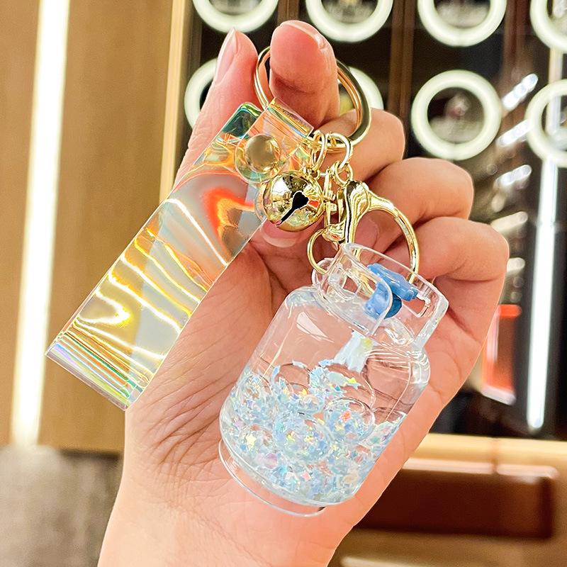 Luminous Acrylic Gas Tank Quicksand Keychain Pendant - Small Gift Decoration