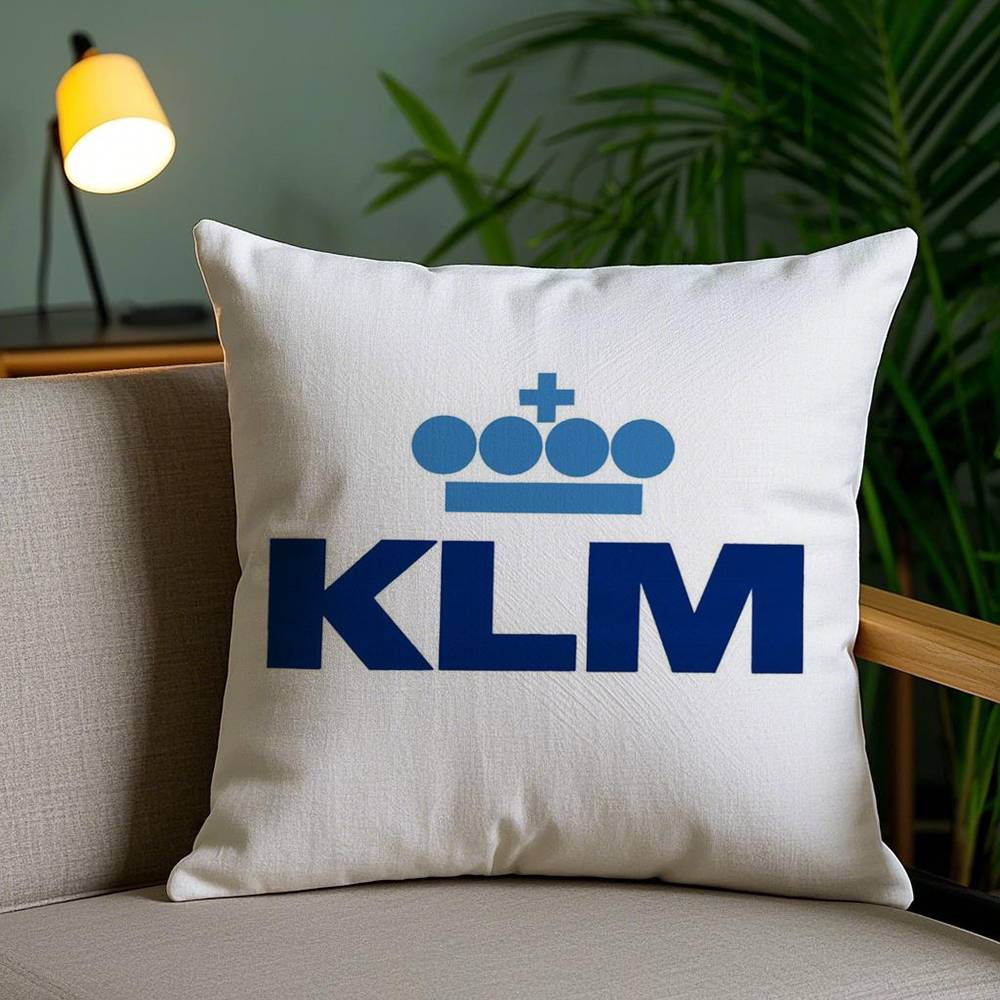 Netherlands K-Klm R-Royal Dutch Airlines Pillow Case Home Dorm Chair Back Short Plush Double-sided Printing Office Cushion Cover