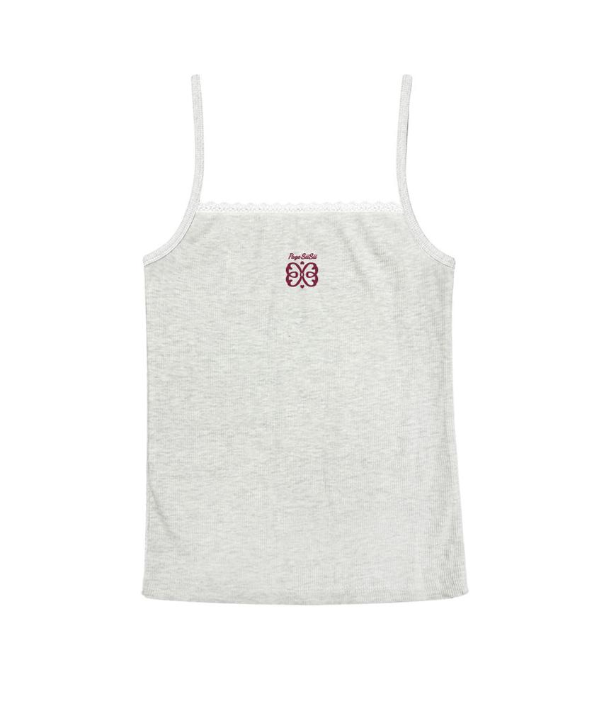 PAGESIISII Siisii Logo Print Lace Point Sleeveless Light Yellow