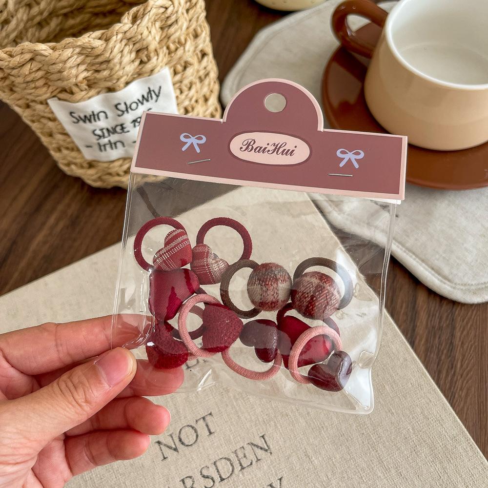 

New Kids Love Plaid Round Bean Hair Band Rubber Band Basic High Elastic Rubber Band Children s Simple Hair Rope