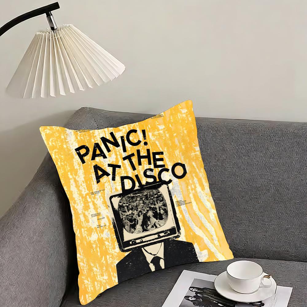 AAt The DiscoO Panic Band Cushion Cover Pillowcase Ultra Soft Skin Friendly Fabric Cloud Like Comfort Concealed Zipper