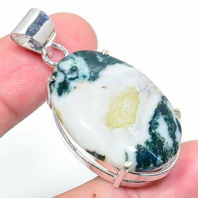 

Natural Green Tree Agate Gemstone 925 Sterling Silver Gift Pendant 1.97 B4C45