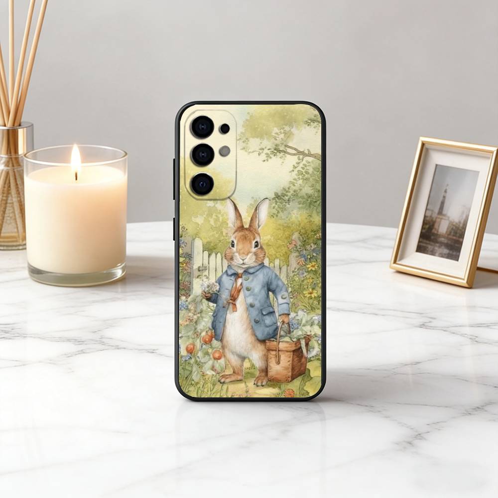 Cute R-Rabbit P-Peter-RP Phone Case Black Silicone Soft For Samsung S25,S24,S21,S22,S23,S30,Ultra,S20,Plus,Fe,Lite