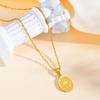Double Sided Pattern Stainless Steel Necklaces for Women, Virgin Mary Gold Plated Pendant Necklace, New In Fashion Jewelry Gift